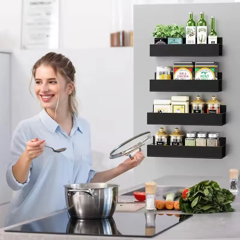 Magnetic Spice Rack Organizer (4 Pack) – Fridge Storage Solution