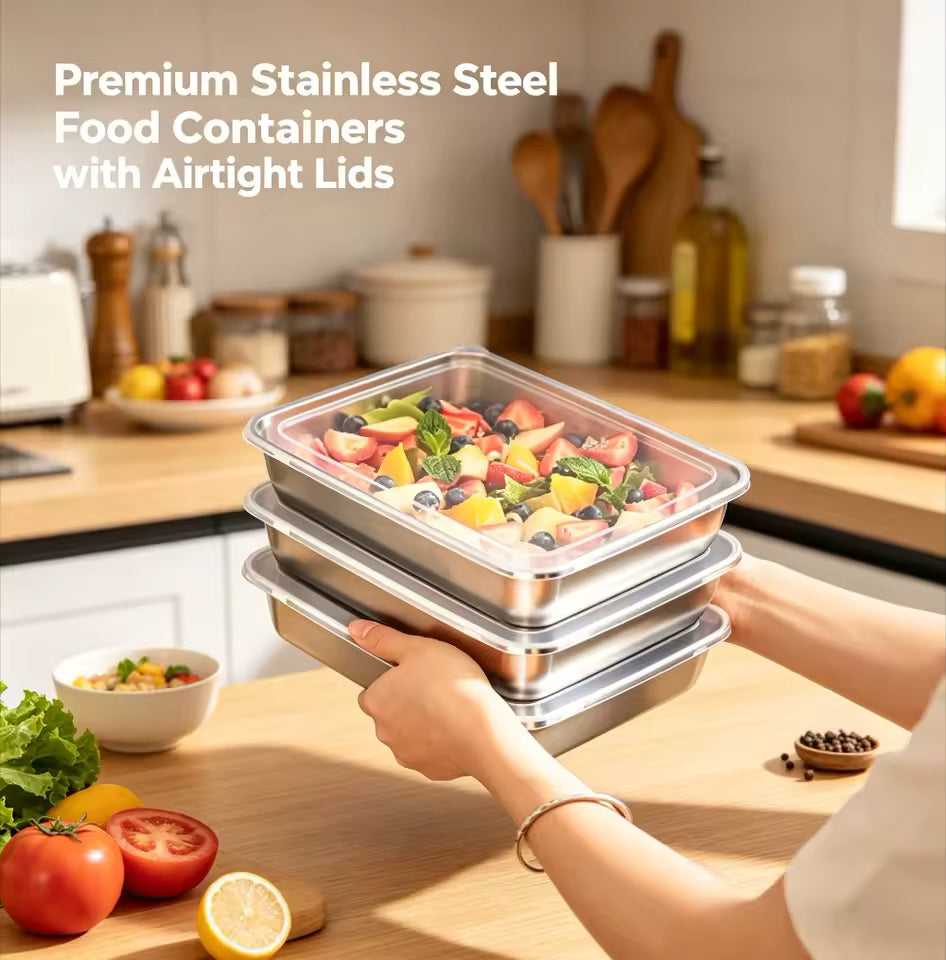 Stackable Stainless Steel Food Containers – Leakproof Storage Set