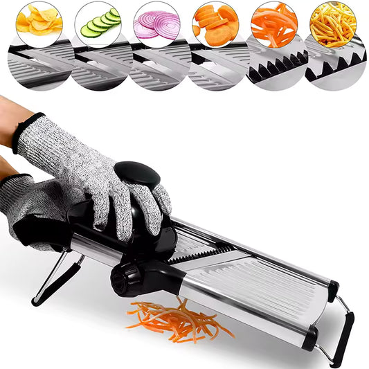 Adjustable Mandoline Slicer – Stainless Steel Vegetable Cutter