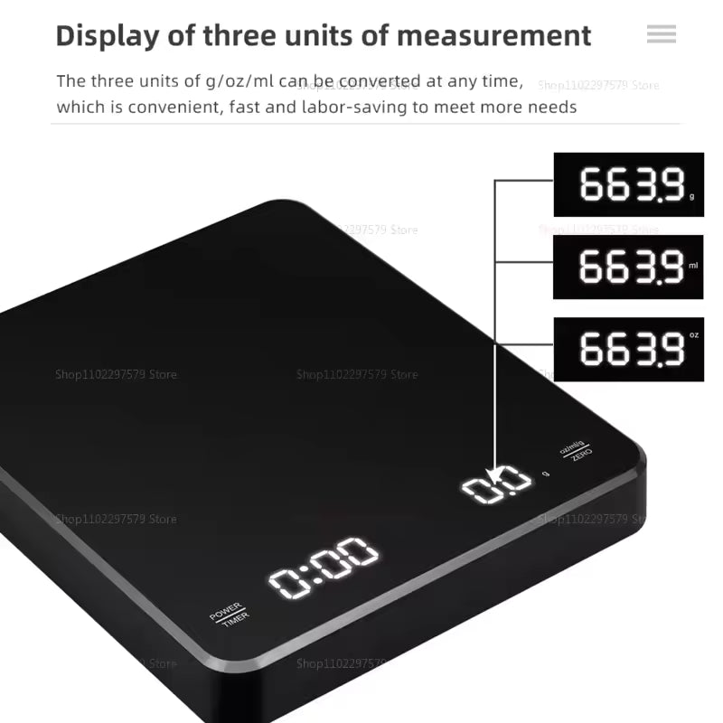 Digital Coffee Scale – 0.1g Precision with Timer